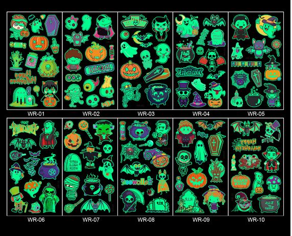 สติกเกอร์ แทททู ฮาโลวีน โพนี่ เมอเมด มีให้เลือกแบบเรืองแสงกับไม่เรืองแสง