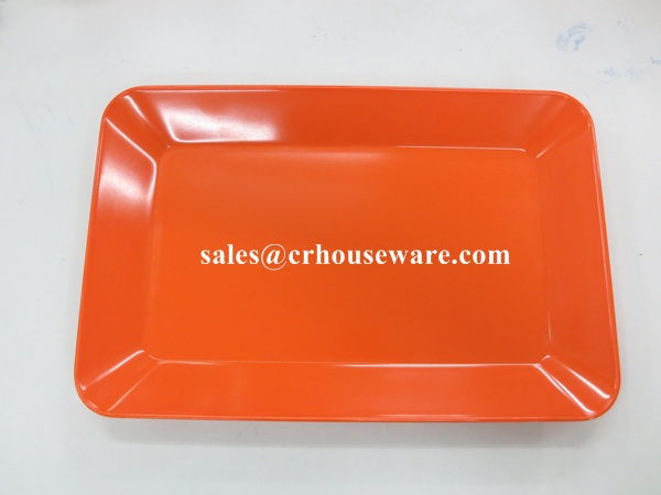 จานแปลเหลี่ยม 8.5*13 นิ้ว สีส้ม 017-P686-13