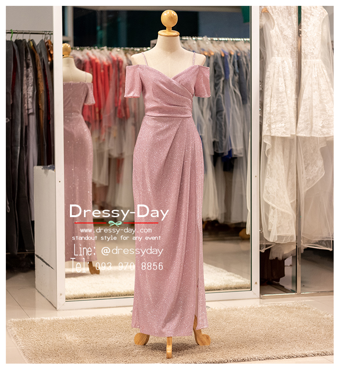รหัส ชุดราตรียาว : PFL208A ชุดไปงานแต่งวัยรุ่น งานแต่งกลางคืน กลางวัน เช้า สวยเรียบหรูดูแพงสไตล์มินิมอล