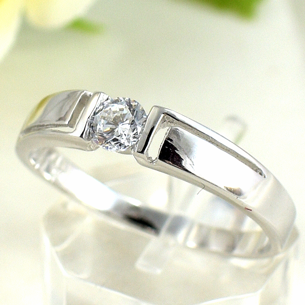 แหวนเงินแท้ราคาถูกชุบทองคำขาว เพชรCZแท้ 0.25 กะรัต งานประณีตสวยงาม สั่งผลิตค่ะ