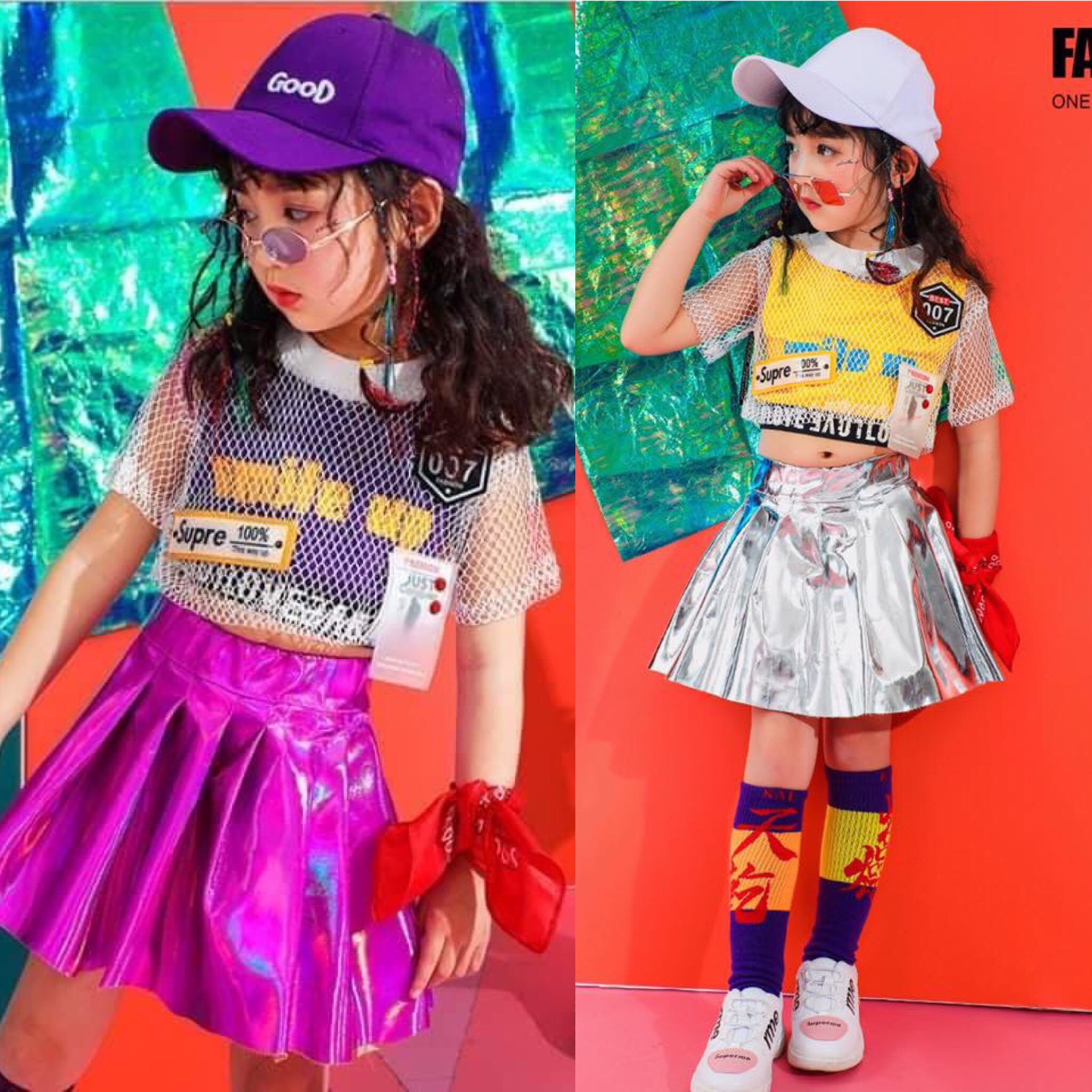 ชุดเต้น ฮิปฮอป เสื้อตาข่าย+เสื้อตัวใน