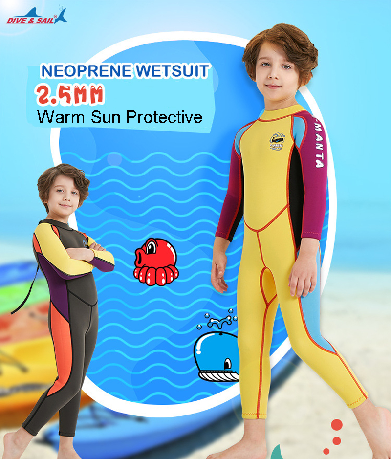 พร้อมส่ง ชุดดำน้ำ ชุดว่ายน้ำเด็กชาย เก็บอุณหภูมิ แขนยาว