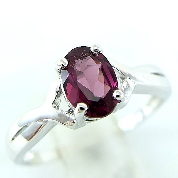 แหวนเงินแท้ราคาถูกชุบทองคำขาว โรโดไลท์การ์เน็ตแท้ 1.0 กะรัต งานประณีตสวยงาม สั่งผลิตค่ะ