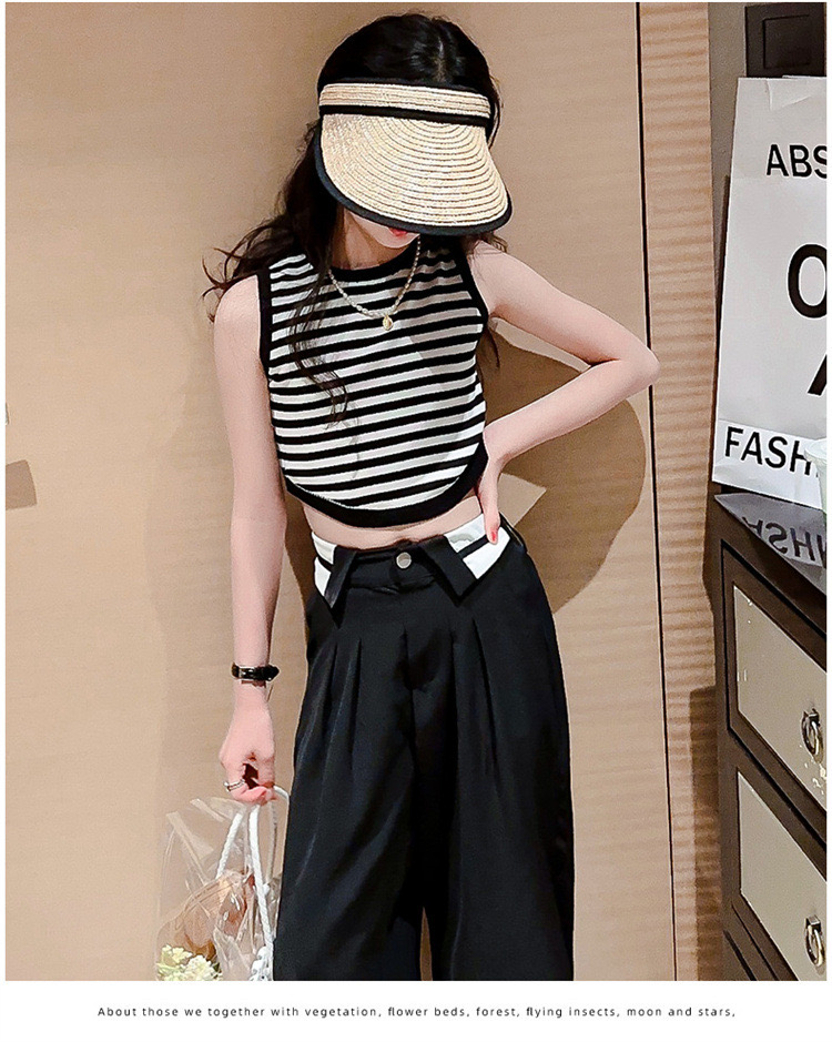 ชุดเต้น ชุดแดนซ์ ชุดลำลอง เสื้อกล้ามลาย+กางเกงเอวพับ