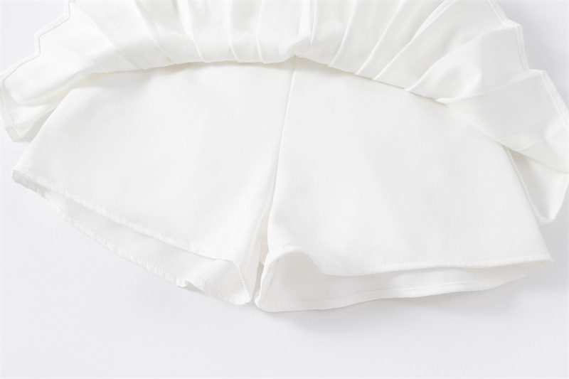 friendly4kid พร้อมส่ง กระโปรง เด็กอัดพลีท ทรงสั้น มีซับในกางเกง ลายพื้น เกรดคุณภาพ แบบสั้น พองฟู