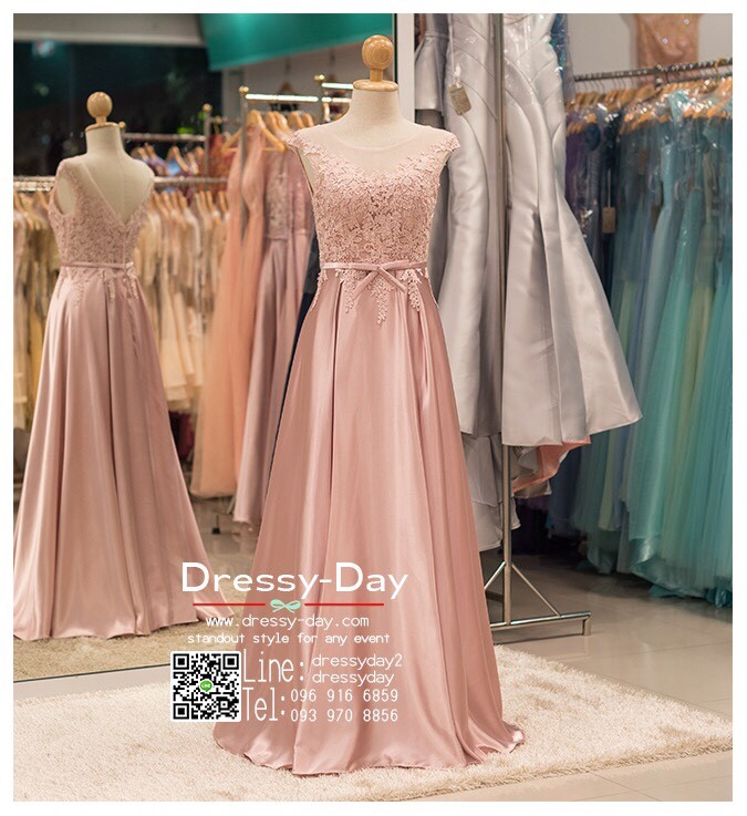 รหัส ชุดราตรี :PF148 ชุดแซก ชุดราตรียาวตกแต่งผ้าสวยหรู ชุดไปงานแต่งงานตกแต่งโบว์ช่วงเอว สำหรับงานแต่งงาน งานกลางคืน กาล่าดินเนอร์