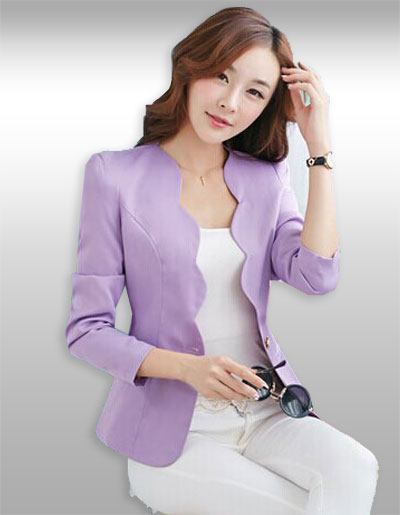 เสื้อสูทผู้หญิงแฟชั่นสีม่วงปกหยักแบบเรียบหรู มี 5 ไซส รหัส2066