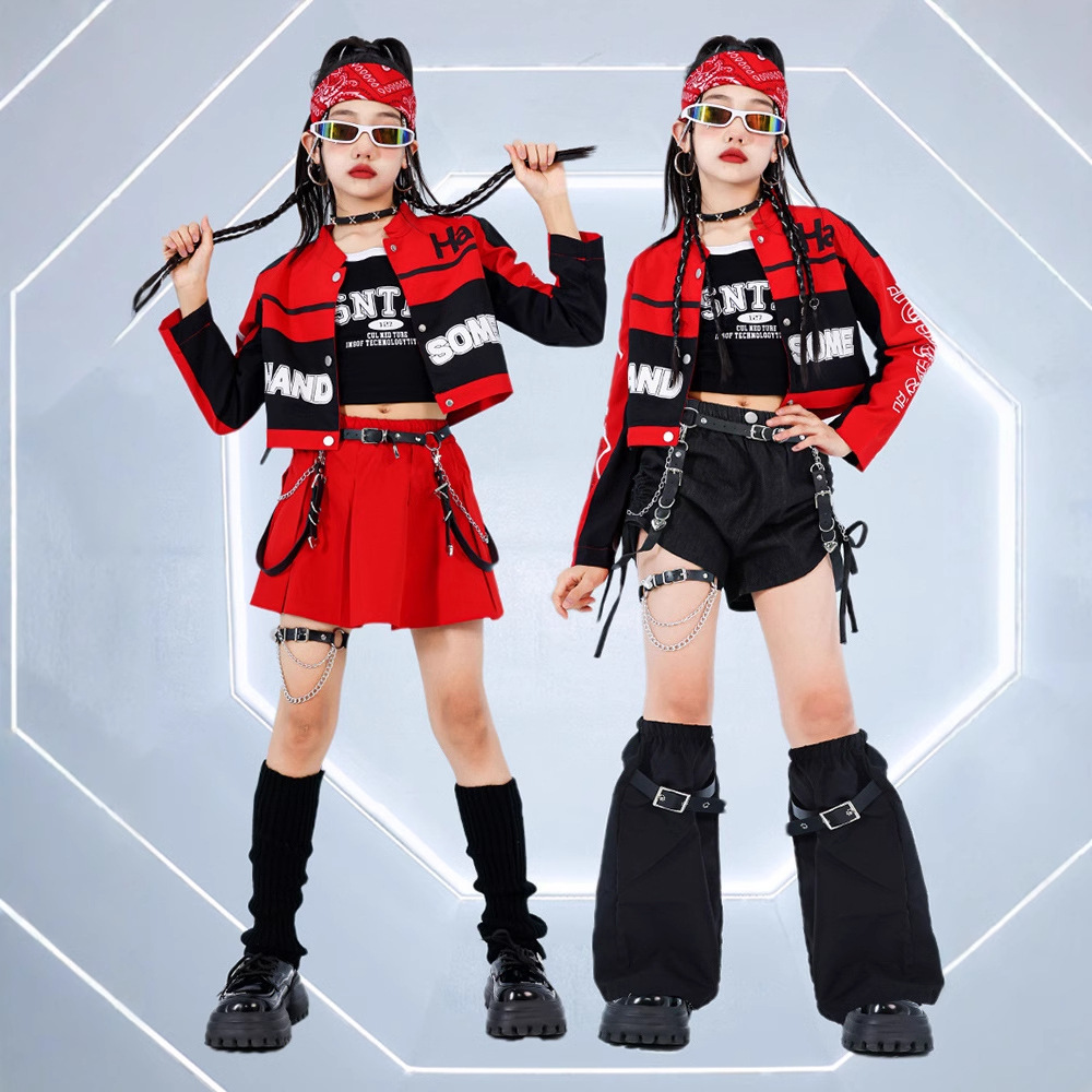 พร้อมส่ง ชุดเต้น ชุดแดนซ์ ชุดเซ็ทเสื้อแจ็คเก็ต แขนยาว+กางเกงวอร์ม