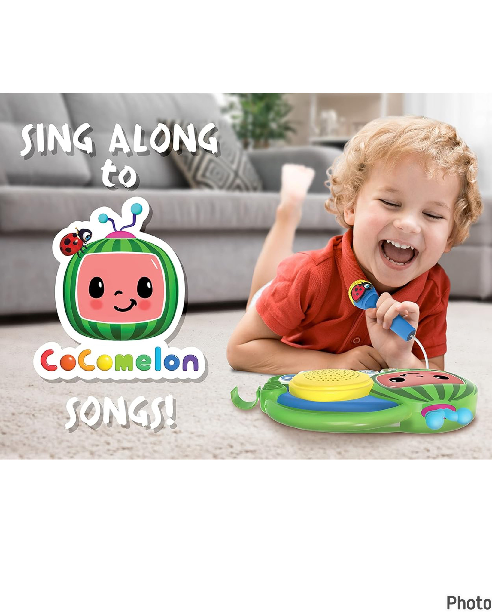 eKids Auxiliary Cocomelon Toy Singalong Boombox with Microphone for Toddlers