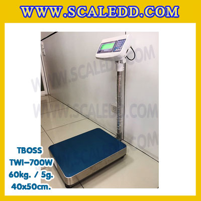 เครื่องชั่งน้ำหนัก60กิโลกรัม เครื่องชั่งน้ำหนัก60kg เครื่องชั่งดิจิตอล60kg เครื่องชั่งตั้งพื้น ตาชั่ง60kg ความละเอียด 5g ขนาดแท่นชั่ง40*50cm ยี่ห้อ TBOSS รุ่น TWI-700W (เครื่องชั่งผ่านตรวจรับรองจากสำนักชั่งตวงวัด)
