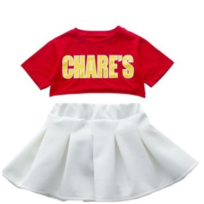 พร้อมส่ง ชุดเต้น ชุดหรีดเดอร์ ชุดเชียร์ เสื้อแขนสั้น+กระโปรงขาว