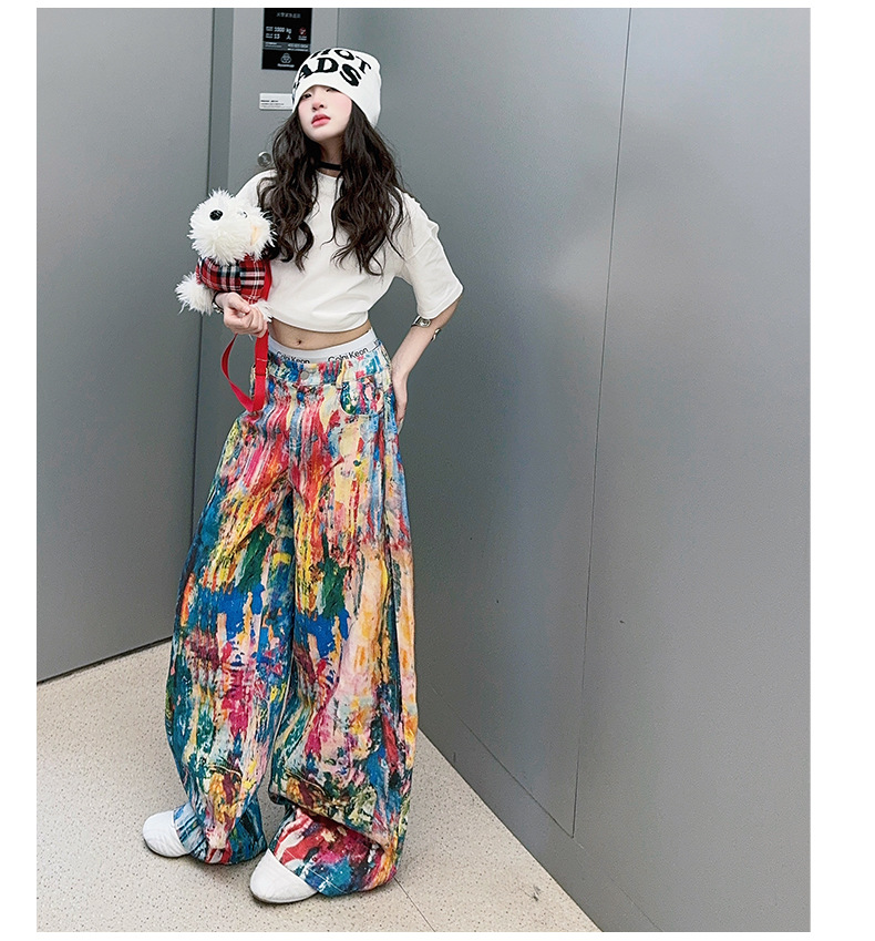 พร้อมส่ง กางเกงยีนส์เด็ก ยีนส์เด็กหญิง เกงคาร์โก้ ทรงขากระบอก แต่งลาย