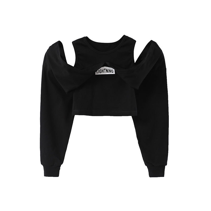 พร้อมส่ง ชุดเต้น ชุดแดนซ์ เสื้อแขนยาวปาดไหล่ กางเกงขายาว