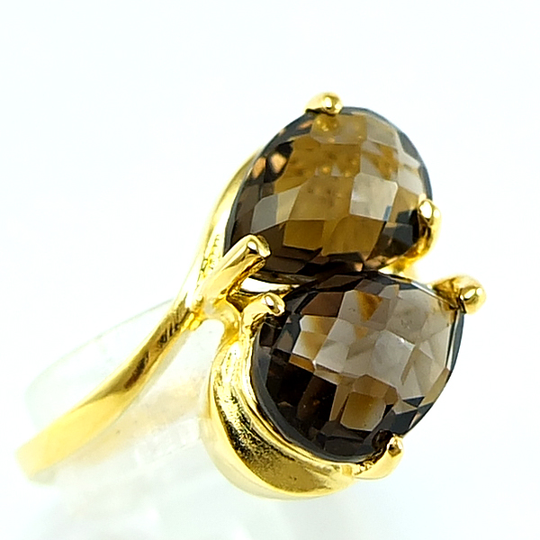 แหวนเงินแท้ราคาถูกชุบทองคำขาว พลอยแท้สโมกกี้ควอทซ์ 5.20 กะรัต งานประณีตสวยงาม สั่งผลิตค่ะ