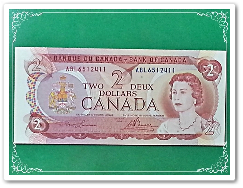 ธนบัตร แคนาดา 1974 สภาพไม่เคยผ่านการใช้ (UNC)