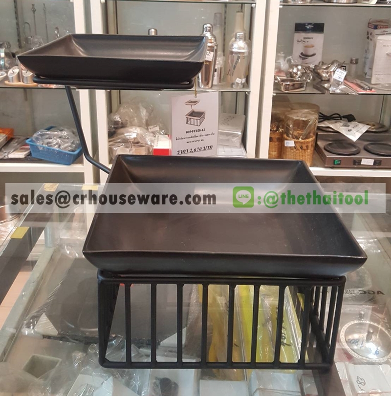 ชั้นโชว์อาหาร 2 ระดับพร้อมจานเซรามิค Code : 005-HR028-12