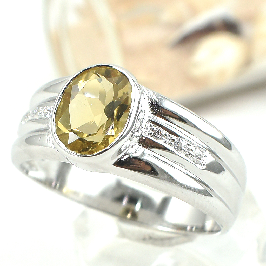 แหวนเงินแท้ราคาถูกชุบทองคำขาว พลอยแท้คอนยัคควอทซ์ 1.25 กะรัต เพชรCZ 0.06 กะรัต งานประณีตสวยงาม สั่งผลิตค่ะ