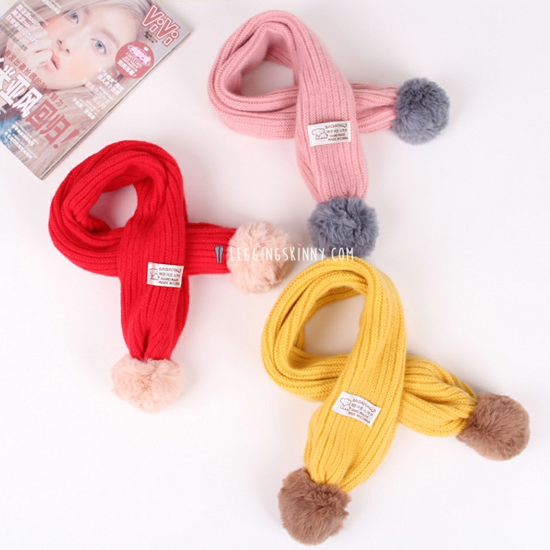 ผ้าพันคอไหมพรมเด็ก จุกเฟอร์ มี 10 สี