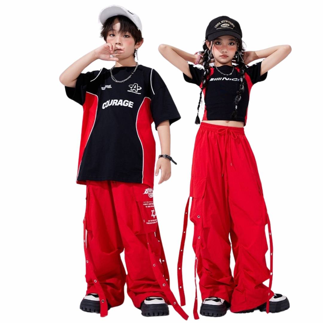 พร้อมส่ง ชุดเต้น เซ็ตชายหญิง เสื้อแขนสั้น+กางเกงขายาวสายรัด