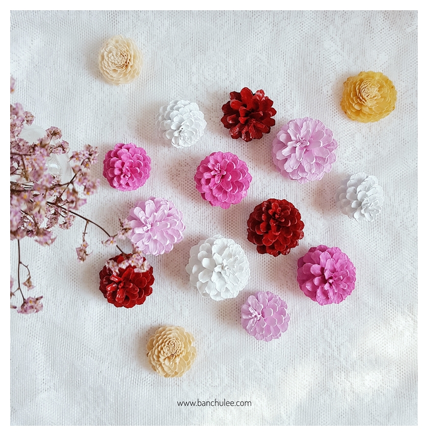 Painted Pine Cone ลูกสนธรรมชาติ ทาสีอะครีลิคสำหรับงานไม้