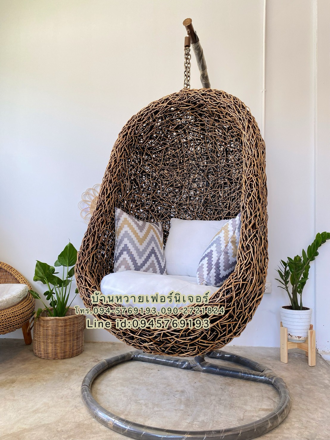 ชิงช้าหวายแท้พร้อมขาตั้ง