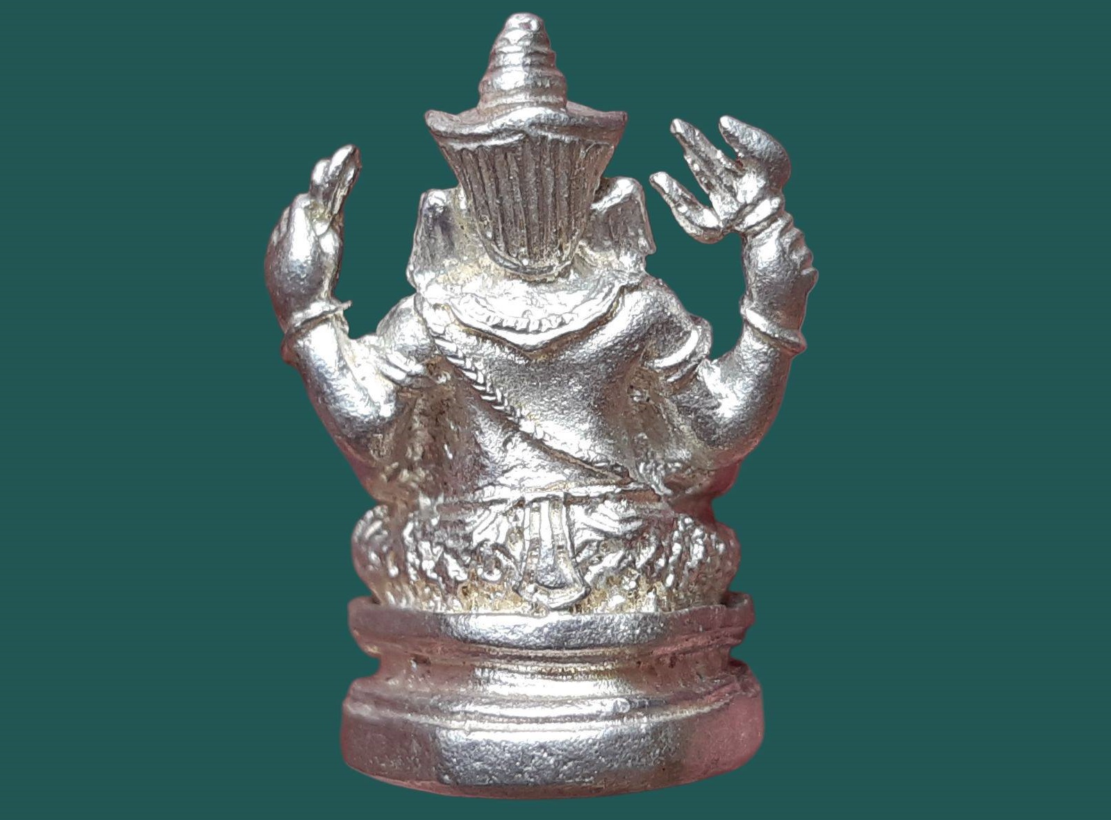 รูปหล่อลอยองค์พระพิฆเนศ เทพเจ้าแห่งความสำเร็จ โบสถ์พราหมณ์ เสาชิงช้า ปี 2537 รุ่นทุนก่อตั้งมูลนิธิพระพิฆเนศ เนื้อเงิน