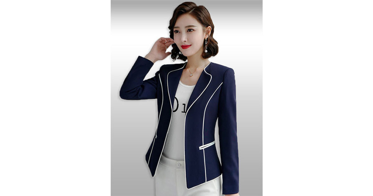 เสื้อสูทผู้หญิงแขนยาวสีน้ำเงินแบบเรียบหรู มี 5 ไซส รหัส2223