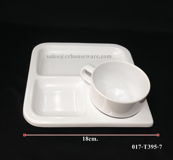 ชุดเบรคเมลามีน ชุดของว่าง (3 ช่อง) 017-T395-7,ชุดเบรคเมลามีนมหาวิทยาลัย,ชุดขนมของว่างส่งลูกค้ามหาวิทยาลัย