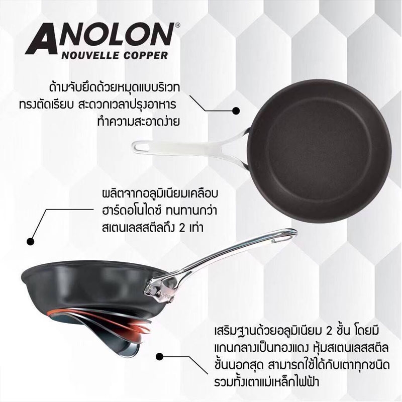 กระทะนอนสติ๊ก ฮาร์ดอโนไดซ์ 30 ซม. 82737-T Anolon MEYER