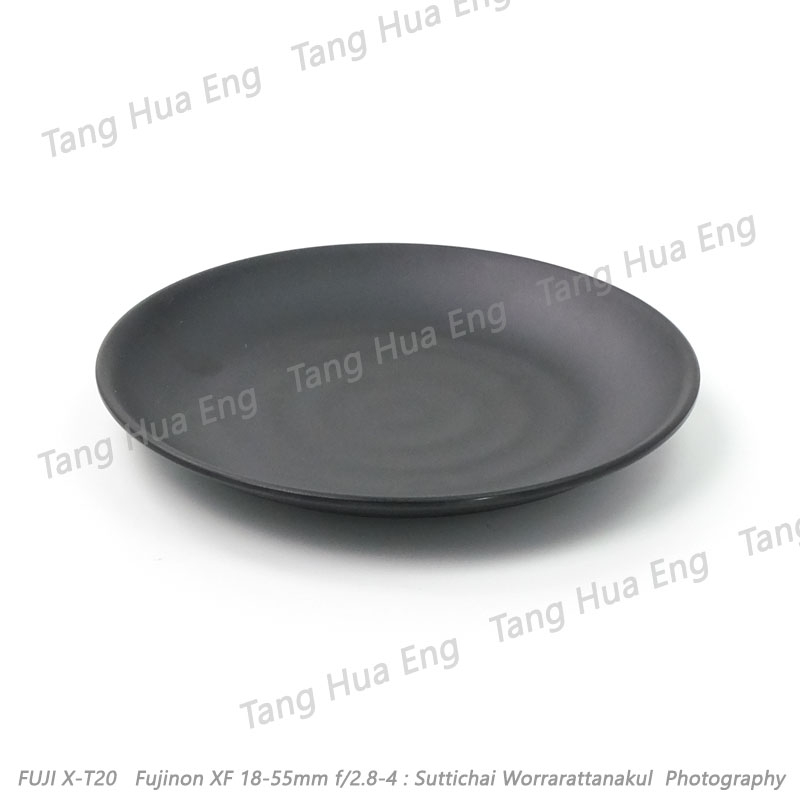 จานทรงตื้น 8 นิ้ว เมลามีน สีดำ P3213-8 Jade-line