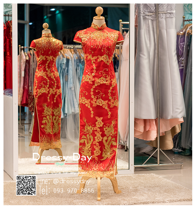 รหัส ชุดกี่เพ้า : KPL022 ชุดกี่เพ้าประยุกต์สำหรับเป็นชุดกี่เพ้าแต่งงานสวยๆ พร้อมส่ง แบบยาว งานปักเลื่อมมือสุดเนี๊ยบ ใส่เป็นชุดพิธียกน้ำชา ชุดส่งตัวเจ้าสาว ชุดถ่ายพรีเวดดิ้งหรือชุดแต่งงานตามธรรมเนียมจีนโบราณสวยหรู สง่า คุณภาพระดับห้องเสื้อ ส
