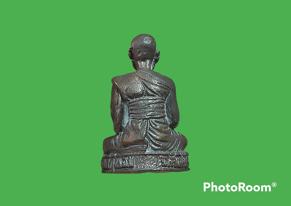 รูปหล่อกริ่ง พระภาวนาพรหมคุณ (หลวงพ่อเมตตานุศาสน์) วัดกุฎีทอง จ.สิงห์บุรี เนื้อนวะโลหะ ปี 2541 พร้อมกล่องจากวัดเดิมๆ