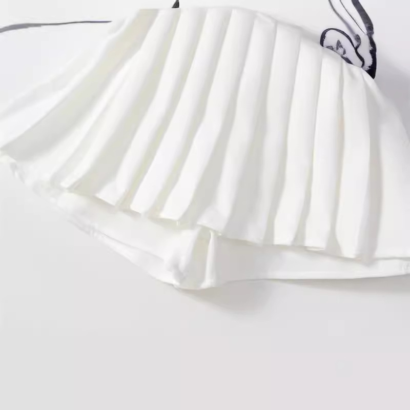 พร้อมส่ง กระโปรงเด็กผู้หญิง อัดพลีสสั้น สีพื้น ไม่รวมเข็มขัด