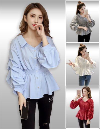 เสื้อแฟชั่นคอปกแบบสวยหวาน มี 4 สี รหัส 2178