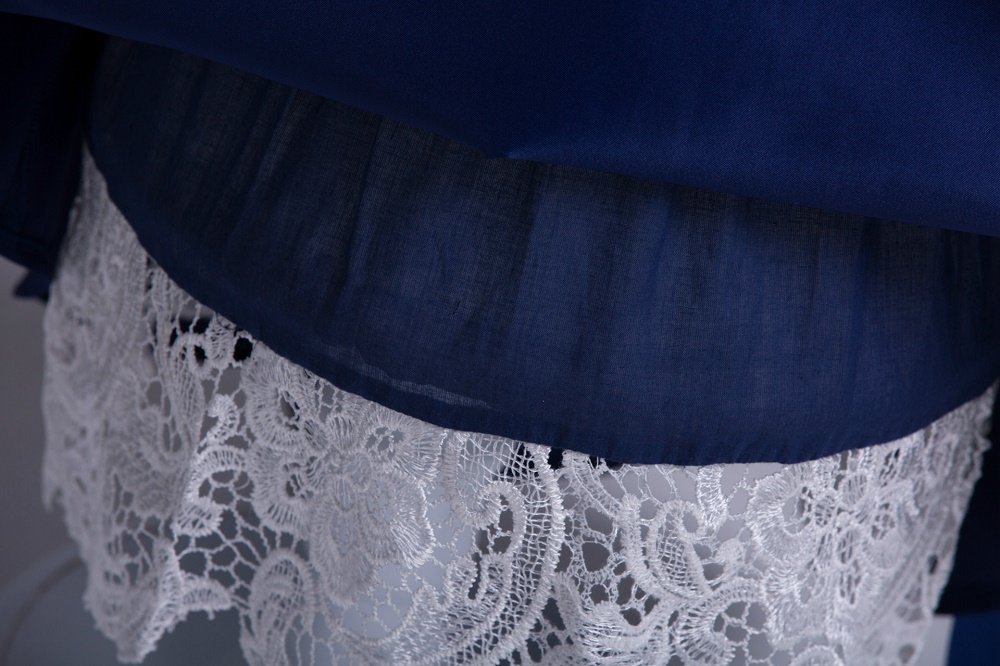 F ชุดเด็ก : ชุดออกงาน สีน้ำเงินระบายขาว