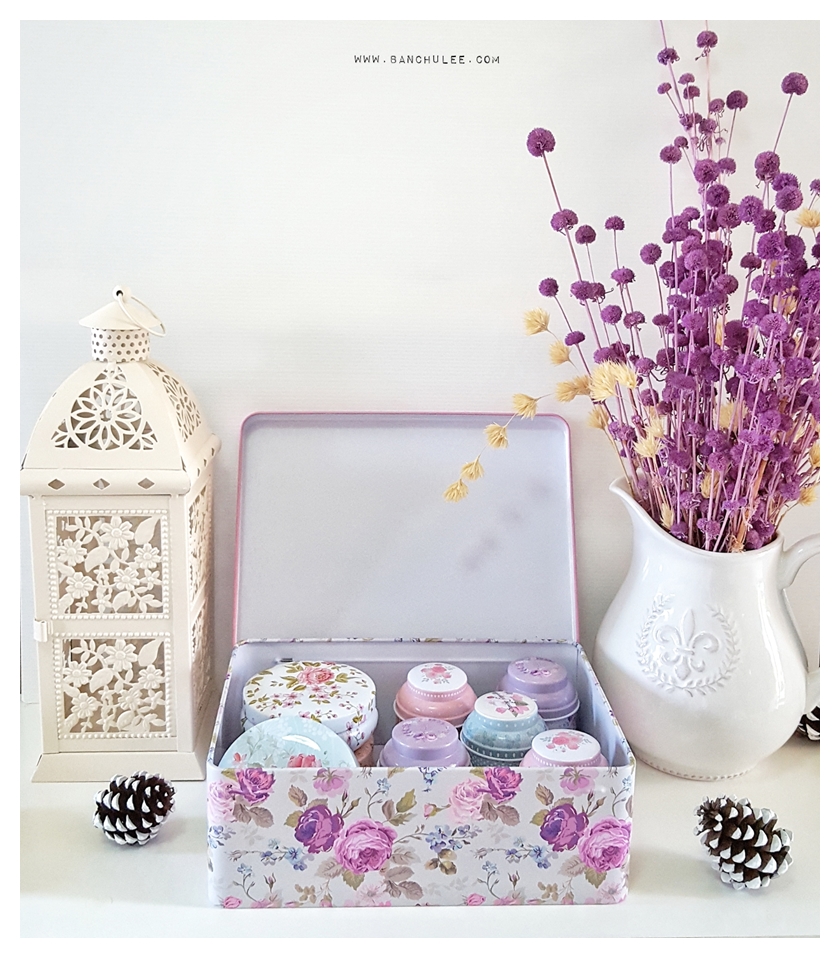 Floral Storage Tin Box กล่องเก็บของ ลายดอกไม้ งานสังกะสี