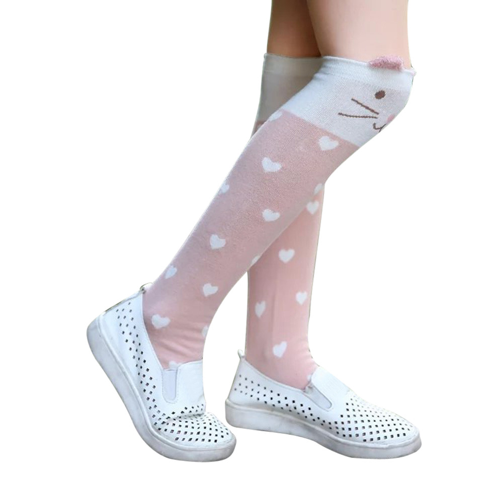 F- ถุงเท้ายาว ถุงน่องเด็ก ลายหน้าสัตว์