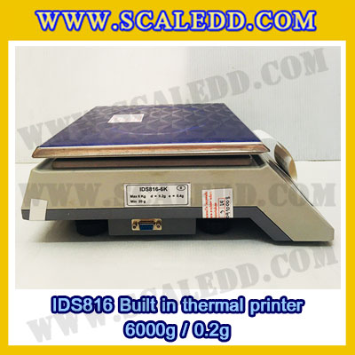 เครื่องชั่งดิจิตอล พิกัดน้ำหนัก 6kg Built-in thermal printer ยี่ห้อ SDS รุ่น IDS816 ค่าละเอียด 0.2g