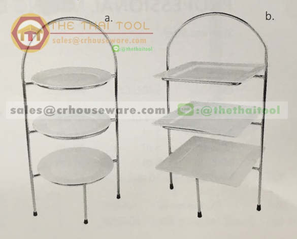 3-tier high tea stand ชั้นโชว์สแตนเลส 3 ชั้น ทรงกลม 005-JP-HTR-22 ,ไฮทีทรงกลม3ชั้น (ไม่รวมจาน)