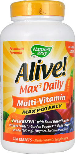Nature's Way,Alive! Max 3 Daily Multi-Vitamin 180 Tablets (No Iron Add) วิตามินรวมที่ขายดีสุดของอเมริกา ประกอบด้วยหลากหลายวิตามินและสารAntioxidant คุ้มค่าเกินราคาค่ะ
