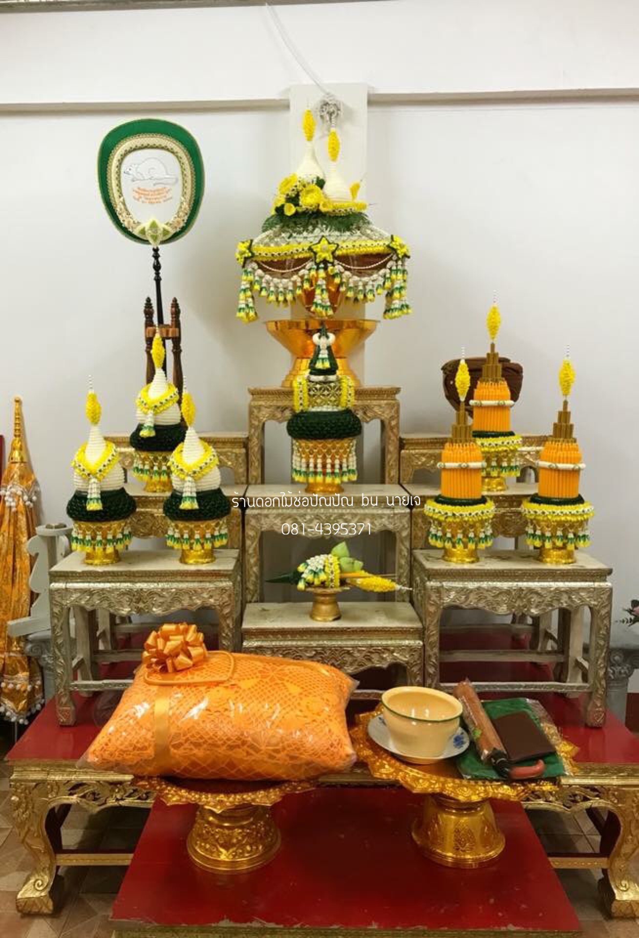 ชุดเครื่องบวชดอกไม้สด ส่งงาน วัดเสนาสฯ จ.พระนครศรีอยุธยา