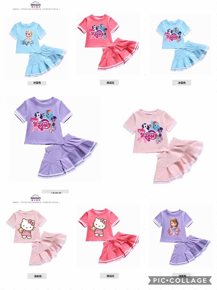 ชุดเด็ก ลายการ์ตูน แมว ทรงสั้นกระโปรงระบาย สำเนา