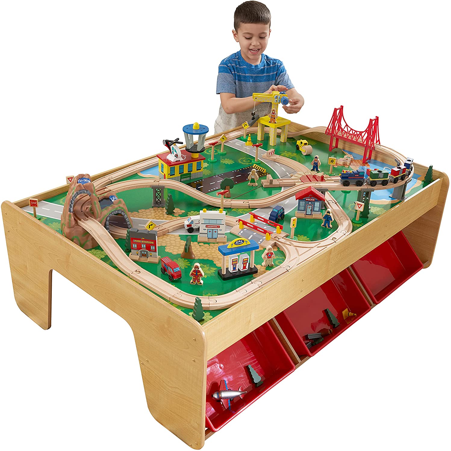 KitKraft Waterfall Mountain Train Set & Table with 120 accessories