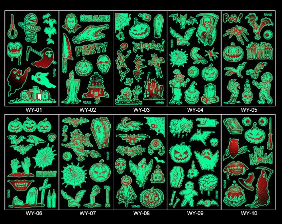 สติกเกอร์ แทททู ฮาโลวีน โพนี่ เมอเมด มีให้เลือกแบบเรืองแสงกับไม่เรืองแสง