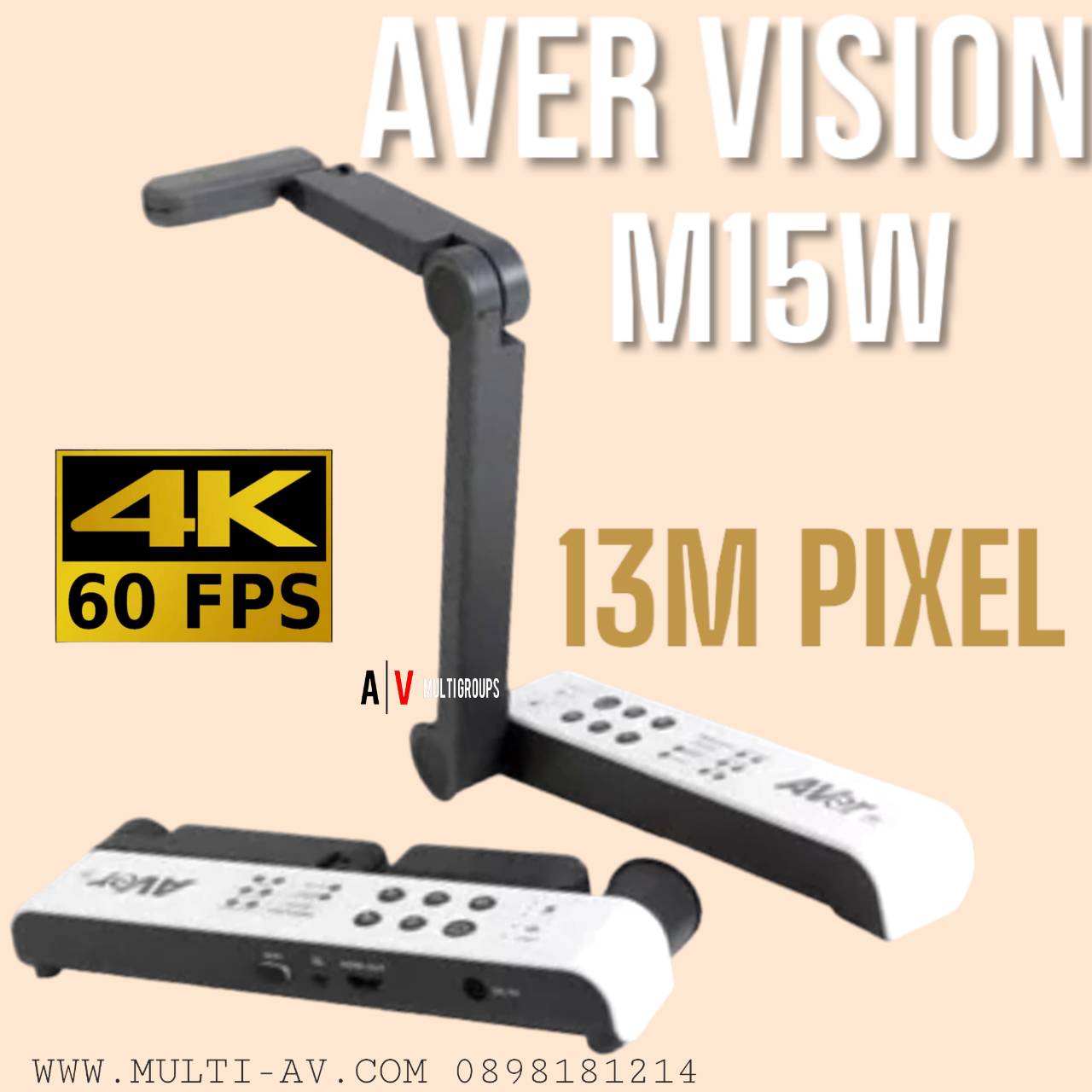 AVerVision M15W Visualizer เครื่องฉายภาพวัตถุ 3 มิติ มีWifi + HDMI กล้อง13 ล้าน ให้ความละเอียดสูงระดับ 4K