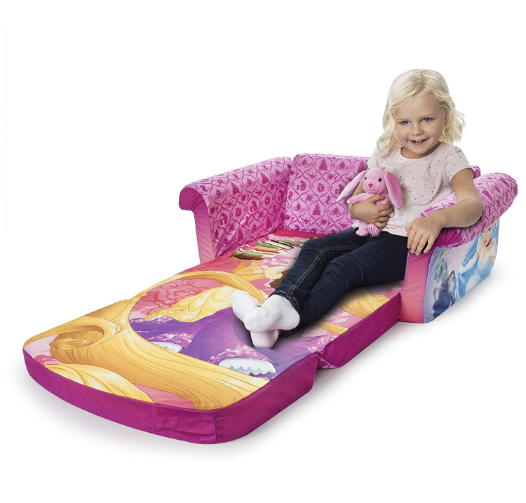 Marshmallow Furniture - Children's 2 in 1 Flip Open Foam Sofa, Disney Princess Flip Open Sofa