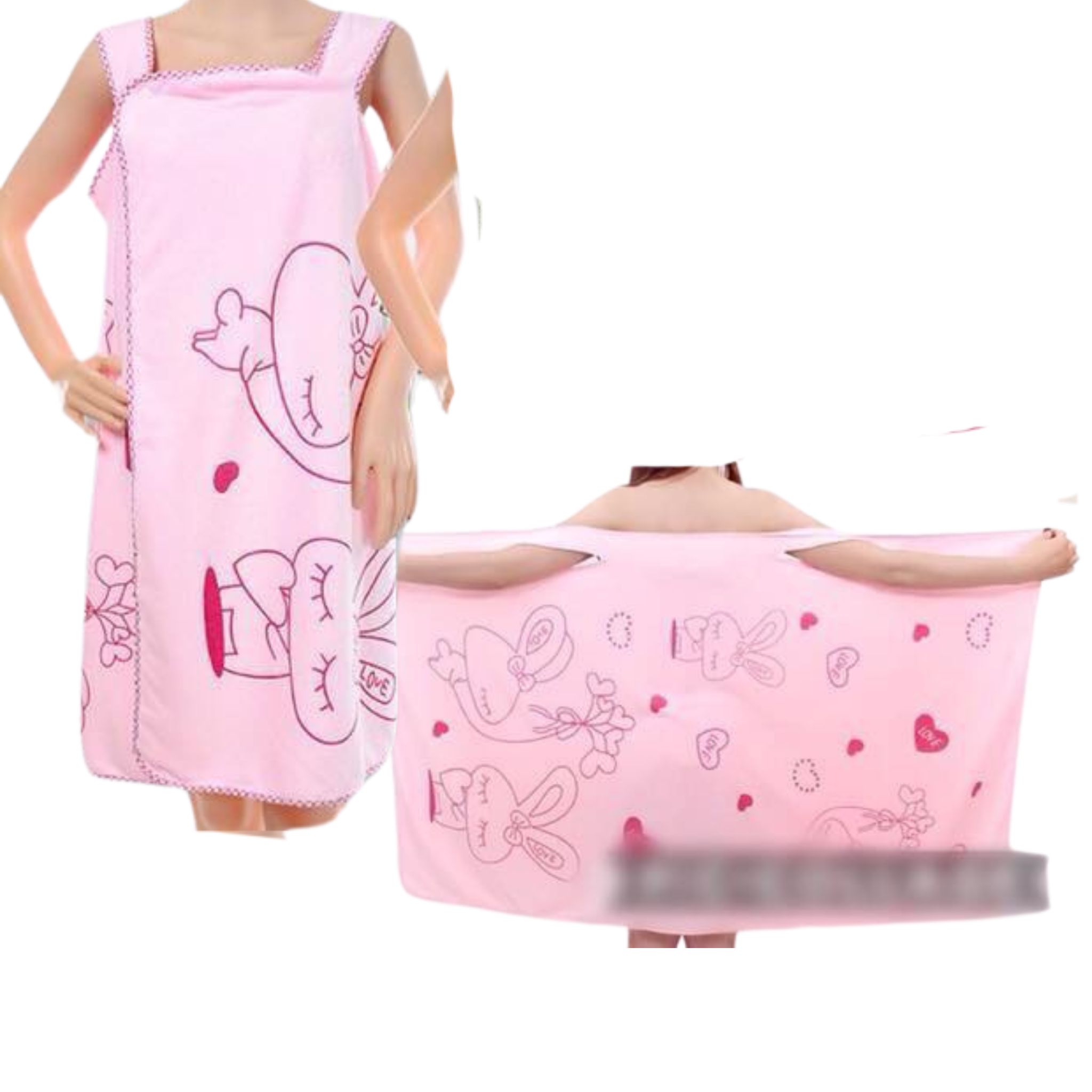 ผ้าคลุมว่ายน้ำ เรียนว่ายน้ำ แบบผ้าขนหนู สวมหัว ลายเด็กหญิง**พร้อมส่ง