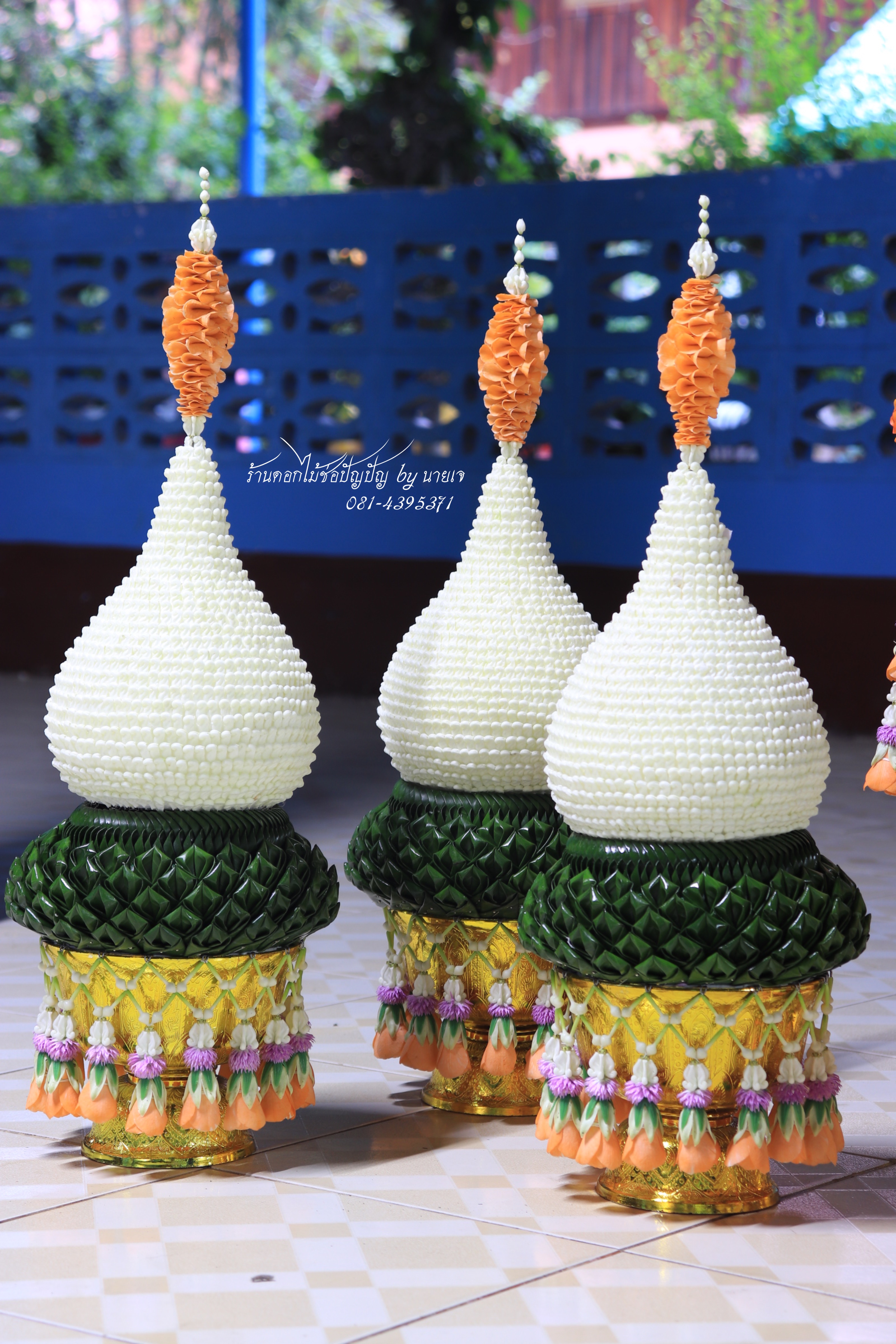 ชุดเครื่องบวชดอกไม้สด โทนสีส้ม