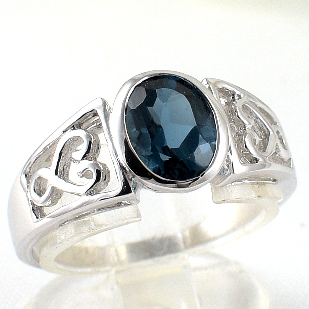 แหวนเงินแท้ราคาถูกชุบทองคำขาว ลอนดอนบลูโทปาซแท้ 1.40 กะรัต งานประณีตสวยงาม สั่งผลิตค่ะ