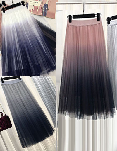 กระโปรงแฟชั่นอัดพลัทสีไล่เฉดสุดฮิต 3สี รหัส 2145